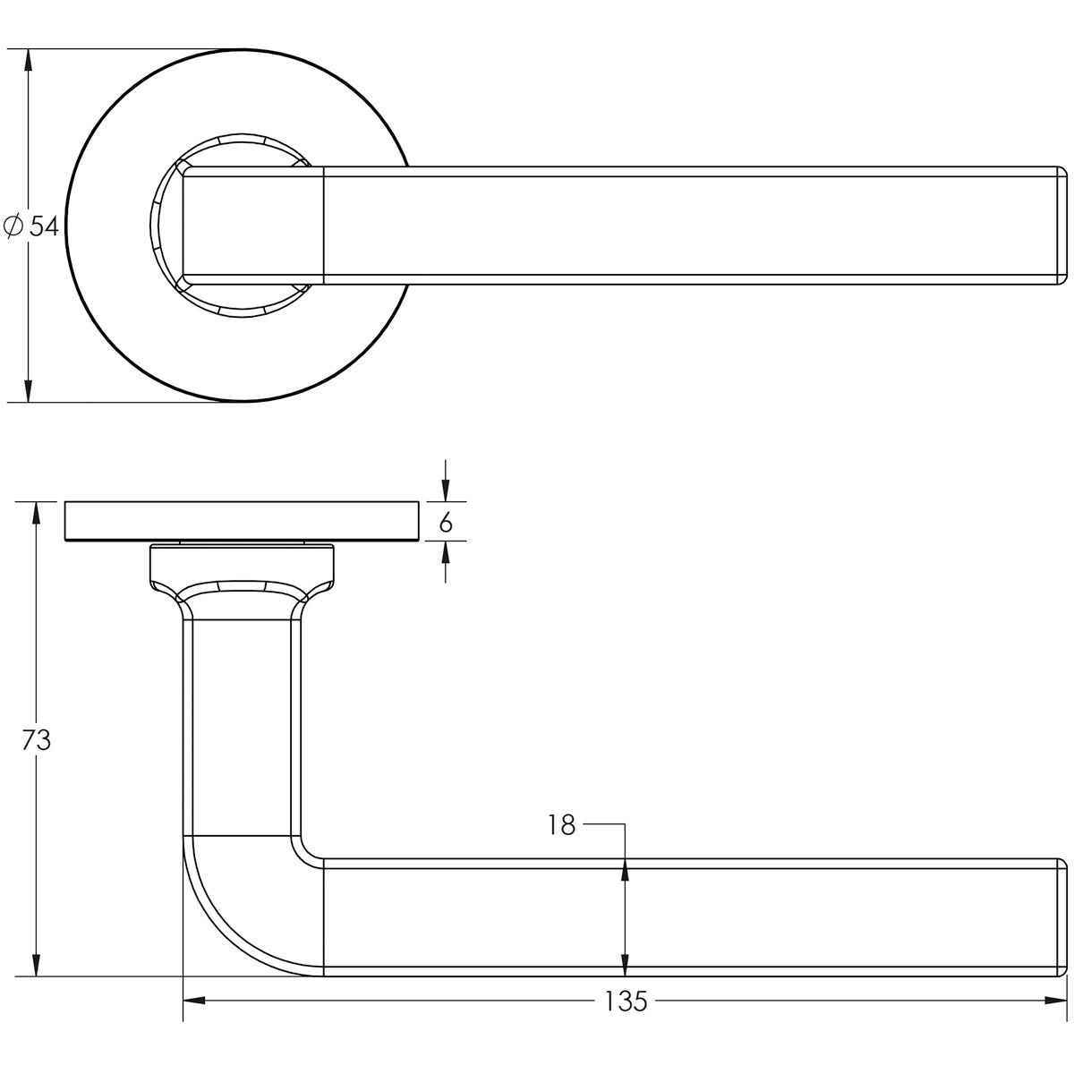 DOOR HANDLE ROUND ROSE SPRUNG 138x18x66 DBZ