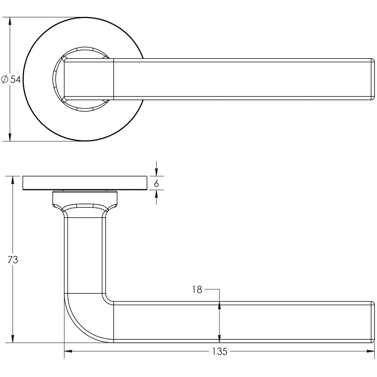 DOOR HANDLE ROUND ROSE FIXED DEAD 138x18x66 BLK