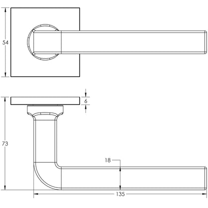 DOOR HANDLE SQUARE ROSE SPRUNG 138x18x66 ABR