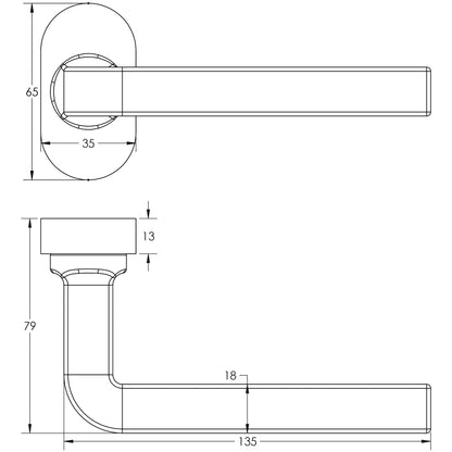 DOOR HANDLE OVAL ROSE MULTI POINT 138x18x66 DBZ