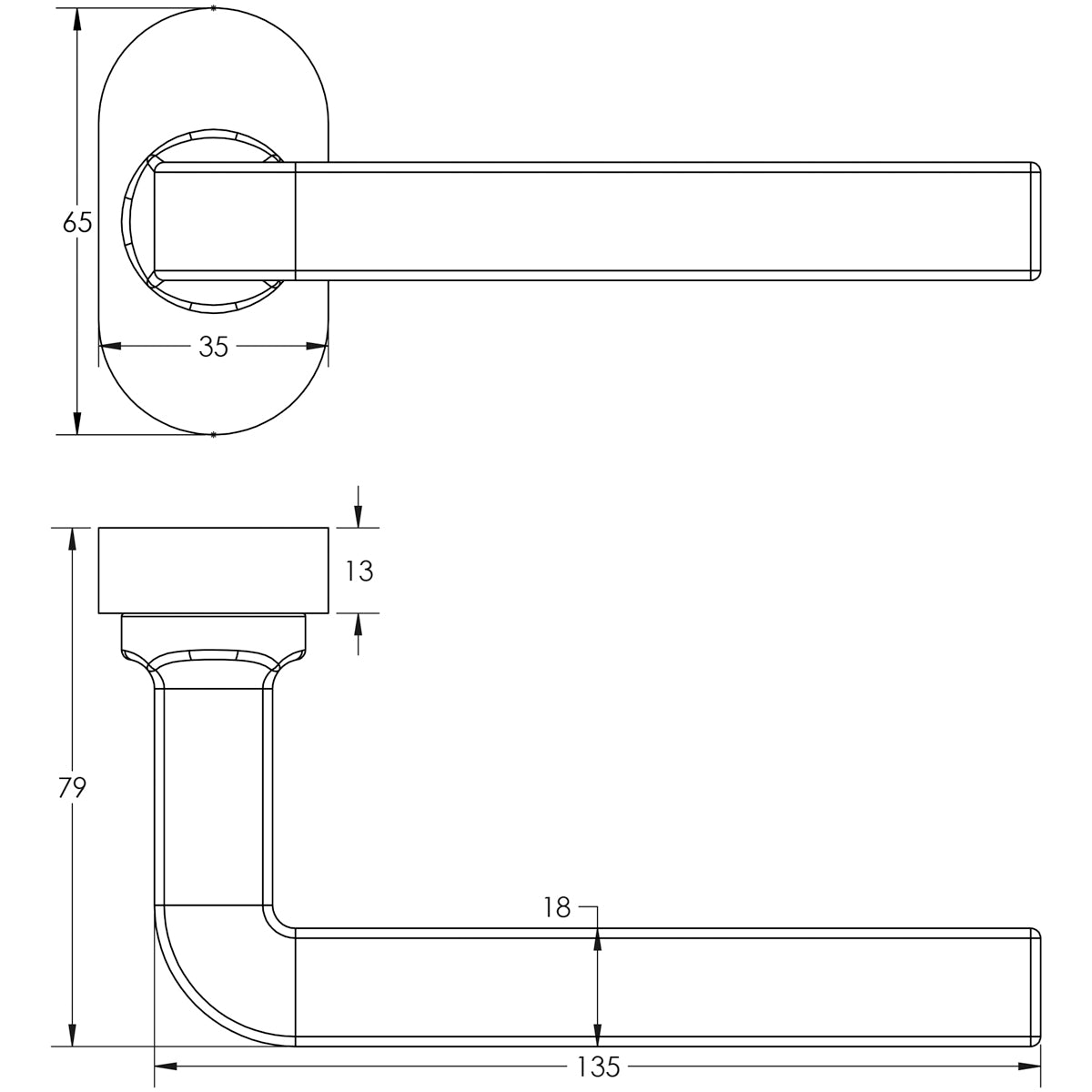 DOOR HANDLE OVAL ROSE MULTI POINT 138x18x66 BLK