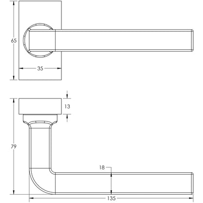 DOOR HANDLE RECTANGULAR ROSE MULTI POINT 138x18x66 DBZ