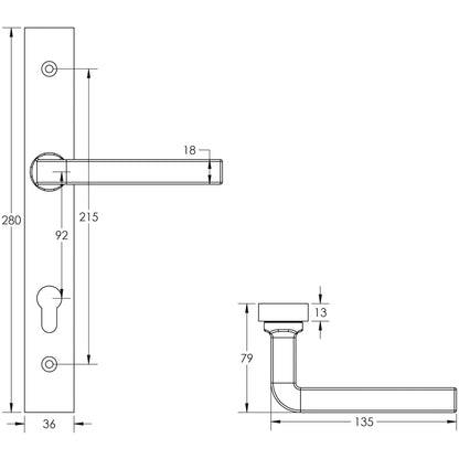 DOOR HANDLE BACKPLATE MULTI POINT 138x18x66 ABR