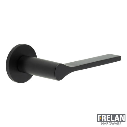 DOOR HANDLE ROUND ROSE SPRUNG 140x23x70 BLK