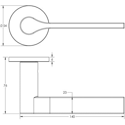 DOOR HANDLE ROUND ROSE FIXED DEAD 140x23x70 BLK