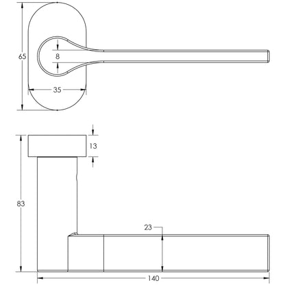 DOOR HANDLE OVAL ROSE MULTI POINT 140x23x70 ABR