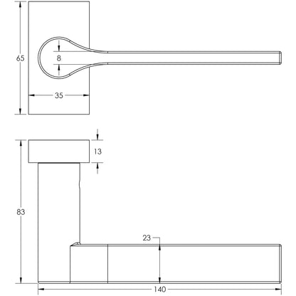 DOOR HANDLE RECTANGULAR ROSE MULTI POINT 140x23x70 DBZ