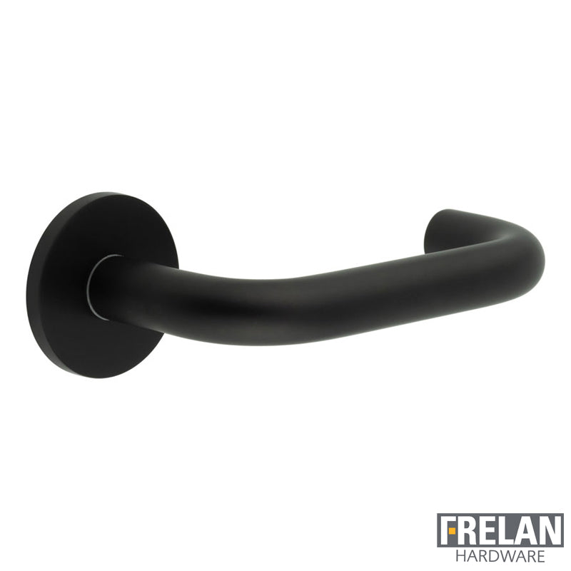 DOOR HANDLE ROUND ROSE UNSPRUNG 149x19x67 BLK
