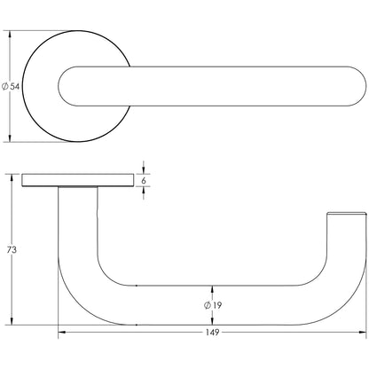 DOOR HANDLE ROUND ROSE UNSPRUNG 149x19x67 SBR