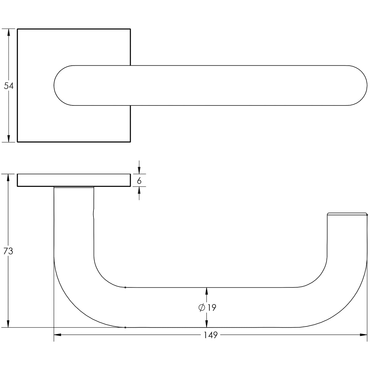 DOOR HANDLE SQUARE ROSE SPRUNG 149x19x67 SBR
