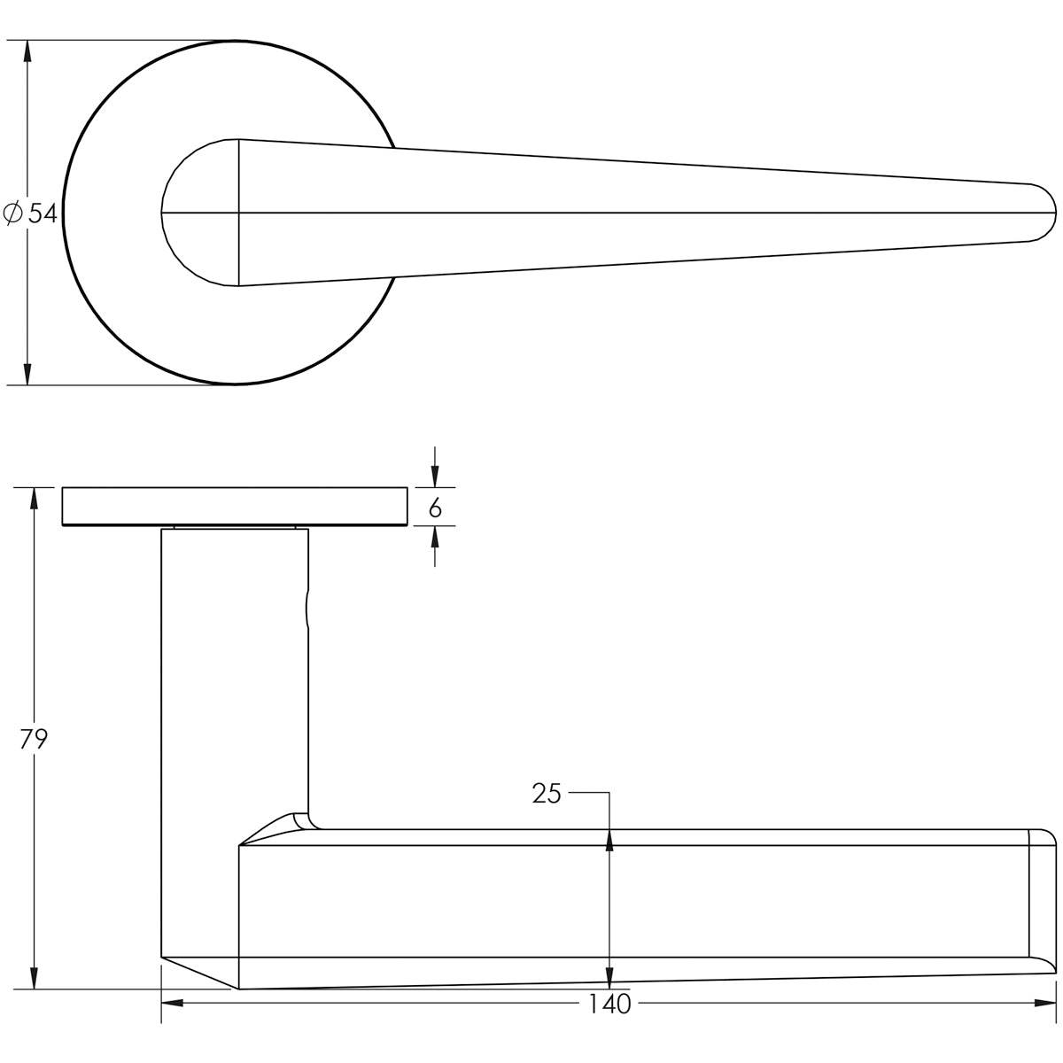 DOOR HANDLE ROUND ROSE SPRUNG 140x25x72 SBR