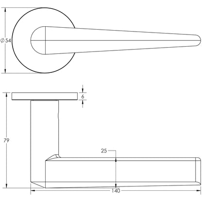 DOOR HANDLE ROUND ROSE UNSPRUNG 140x25x72 ABR