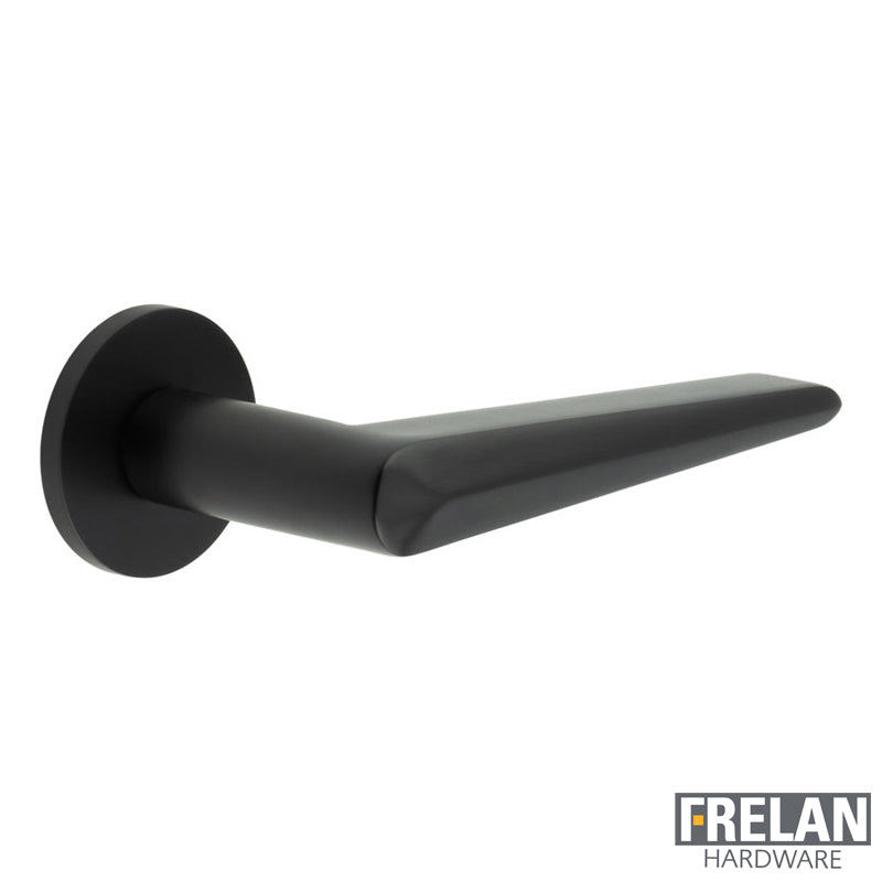 DOOR HANDLE ROUND ROSE FIXED DEAD 140x25x72 BLK