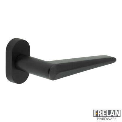 DOOR HANDLE OVAL ROSE MULTI POINT 140x25x72 BLK