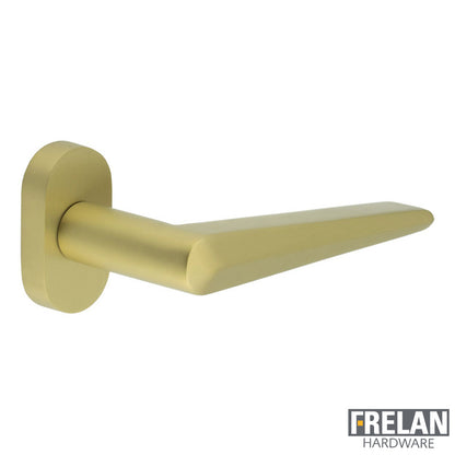 DOOR HANDLE OVAL ROSE MULTI POINT 140x25x72 SBR