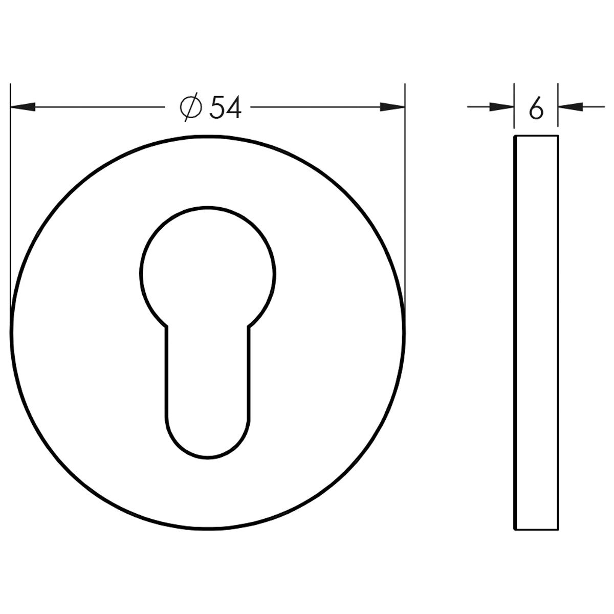 ESCUTCHEON COVER ROUND ROSE EURO KEYWAY 54x6 DBZ