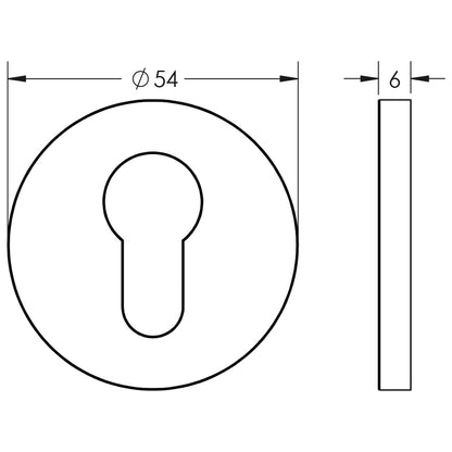ESCUTCHEON COVER ROUND ROSE EURO KEYWAY 54x6 SBR