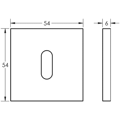 ESCUTCHEON COVER SQUARE ROSE STANDARD KEYWAY 54x54x6 BLK