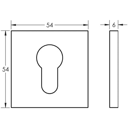 ESCUTCHEON COVER SQUARE ROSE EURO KEYWAY 54x54x6 BLK