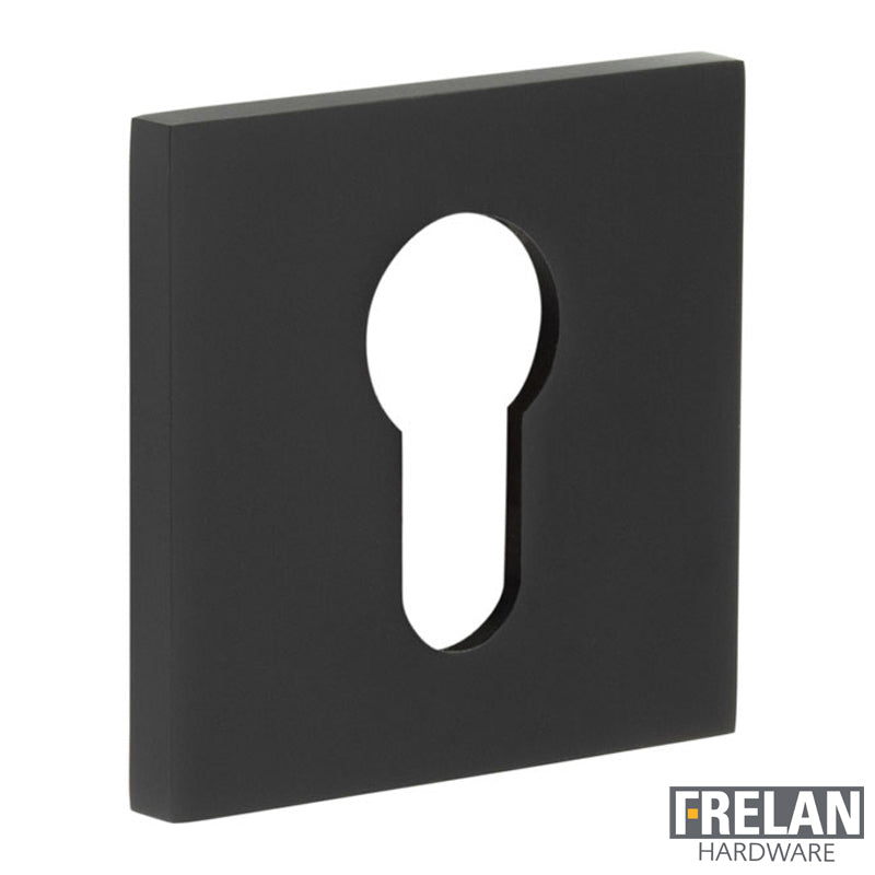 ESCUTCHEON COVER SQUARE ROSE EURO KEYWAY 54x54x6 BLK