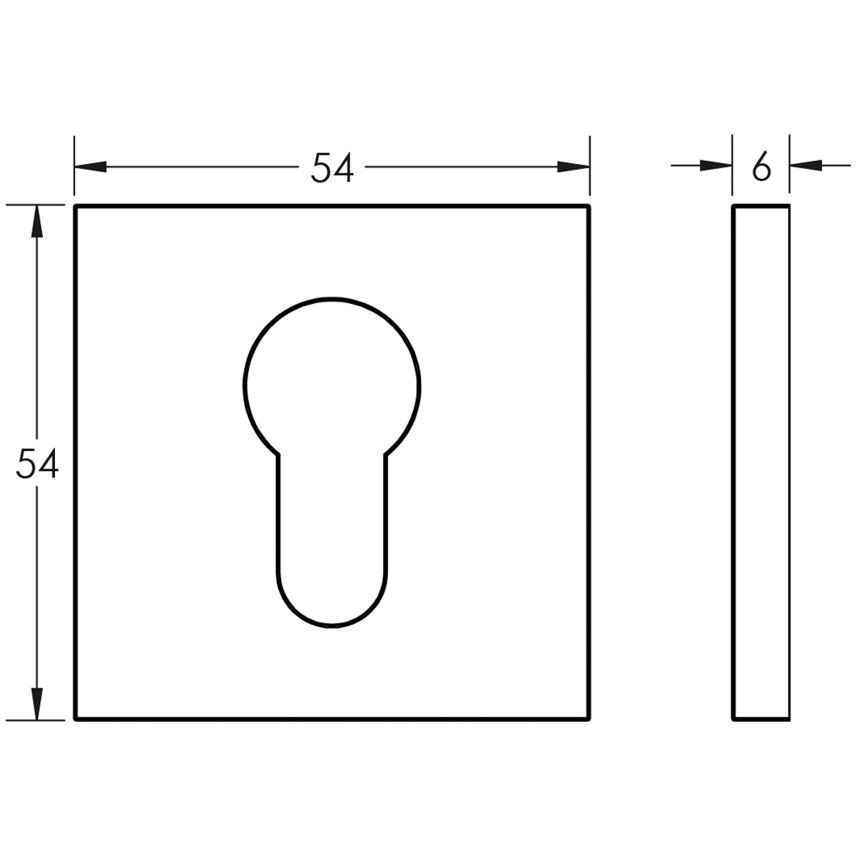 ESCUTCHEON COVER SQUARE ROSE EURO KEYWAY 54x54x6 SBR
