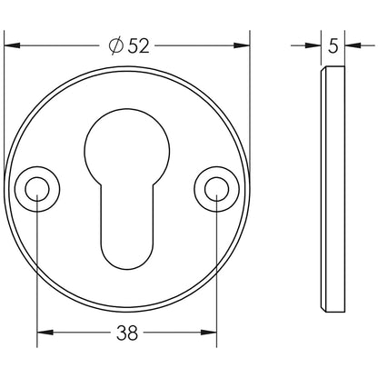 ESCUTCHEON FACE FIXED EURO 52x52 SSS