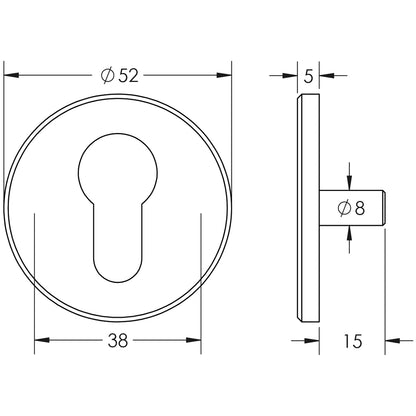 ESCUTCHEON LUG FIXED EURO 52x52 ABR