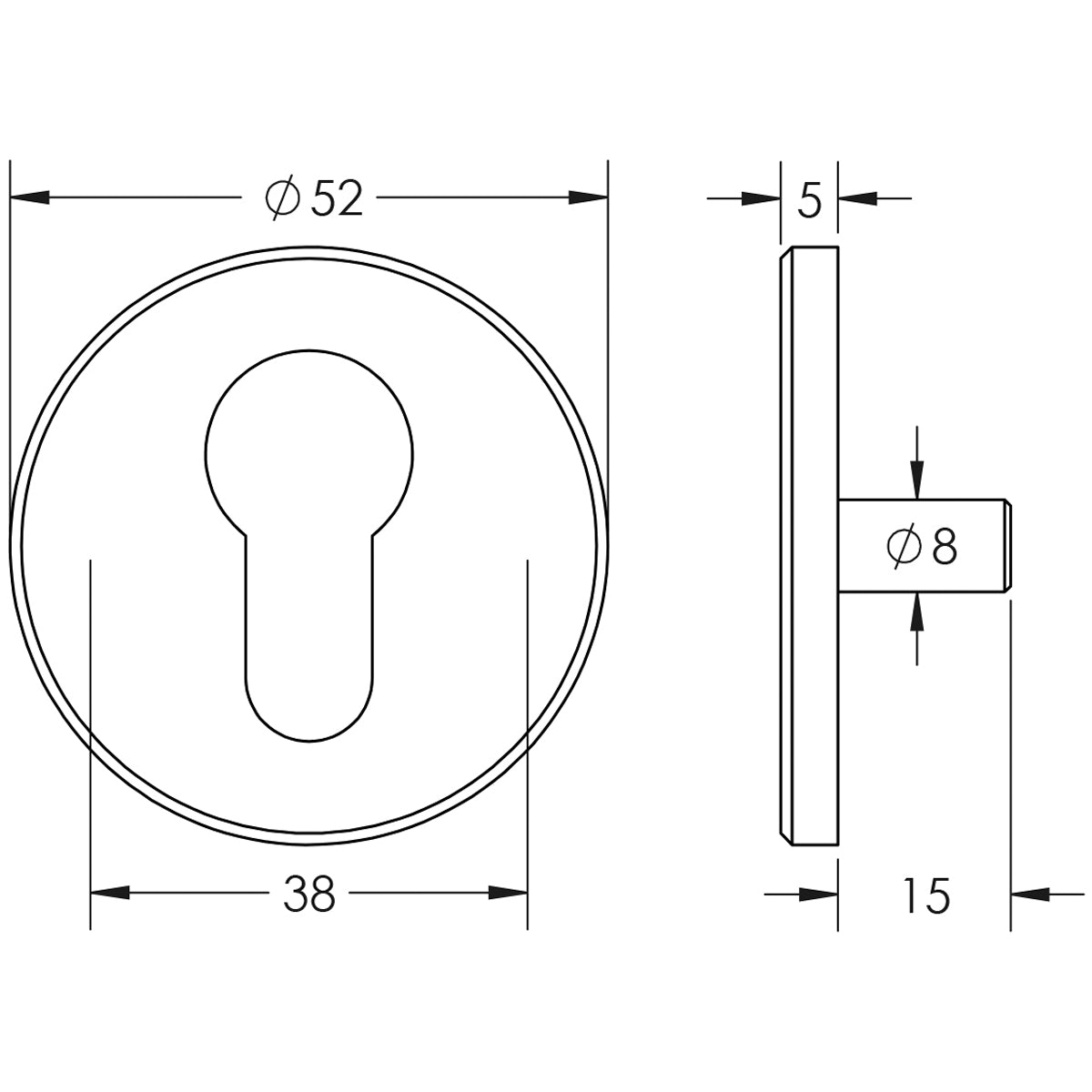 ESCUTCHEON LUG FIXED EURO 52x52 DBZ