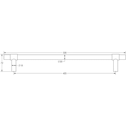 CRES T-BAR PULL HANDLE 425HC D20x508x72 FACE ABR