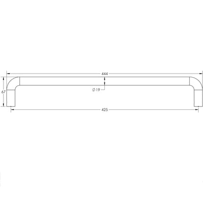 CRES D SHAPED PULL HANDLE 425HC D20x444x67 FACE DBZ