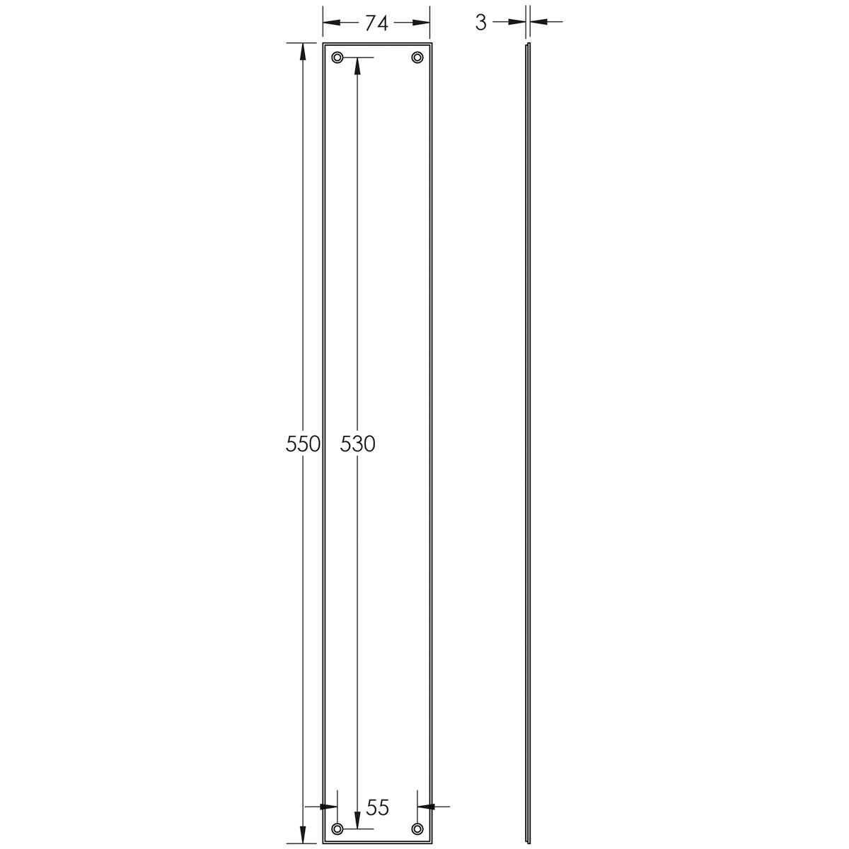 CRES PUSH PLATE 550x74x3 ABR