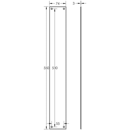 CRES PUSH PLATE 550x74x3 SSS