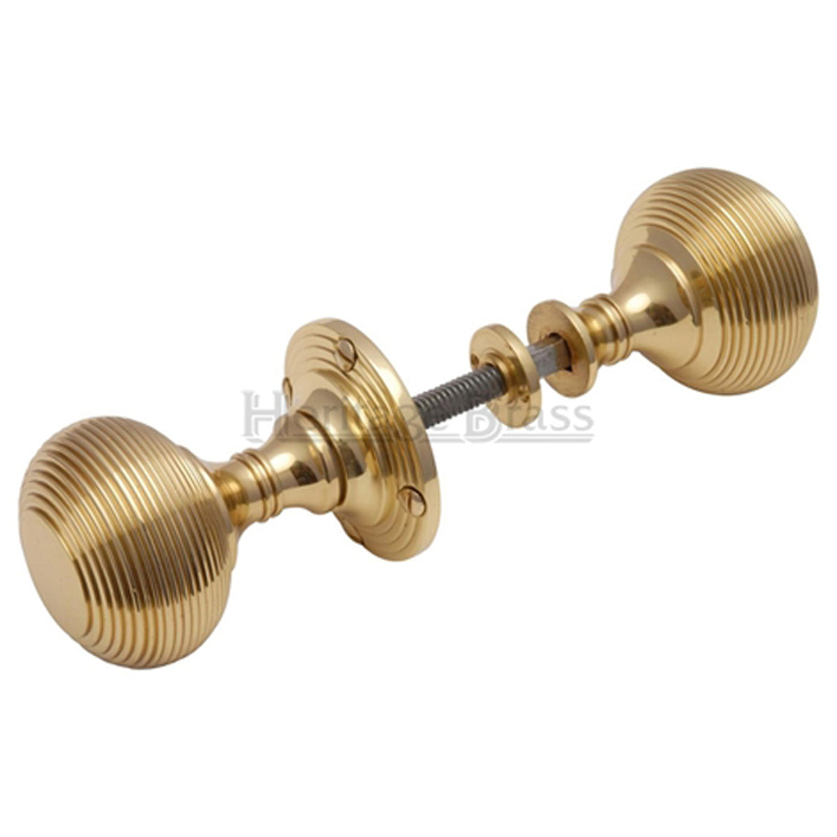 REEDED MORTICE RIM KNOB D60x89 PBR by M MARCUS LTD