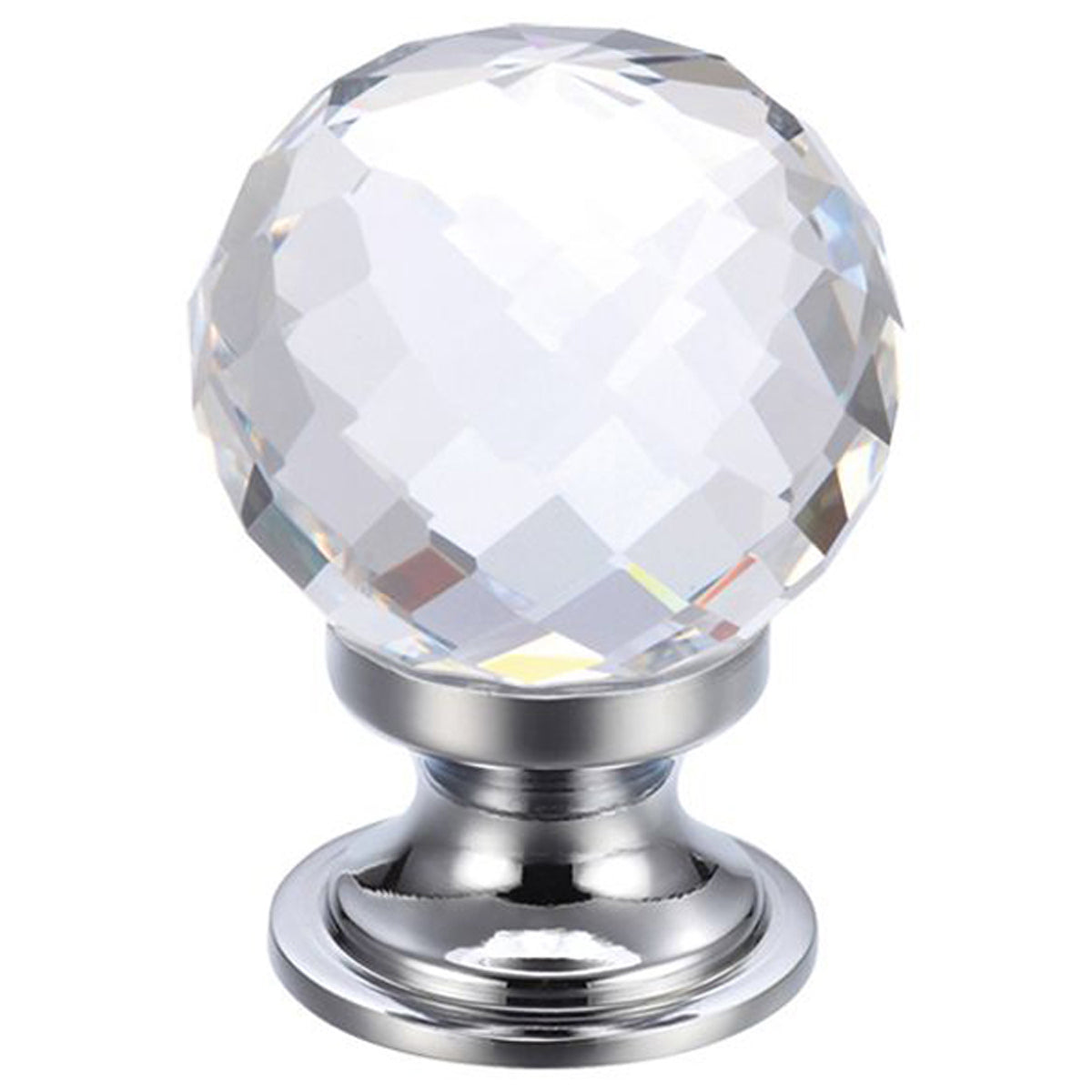 F&B GLASS KNOB FACETTED D30 PCP/CLR