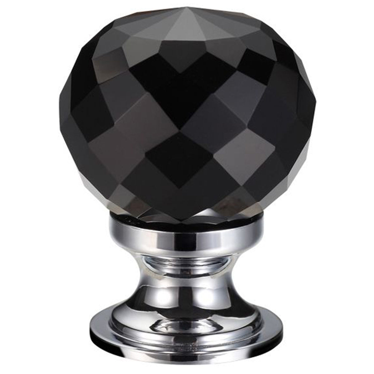 F&B GLASS KNOB FACETTED D30 PCP/BLK