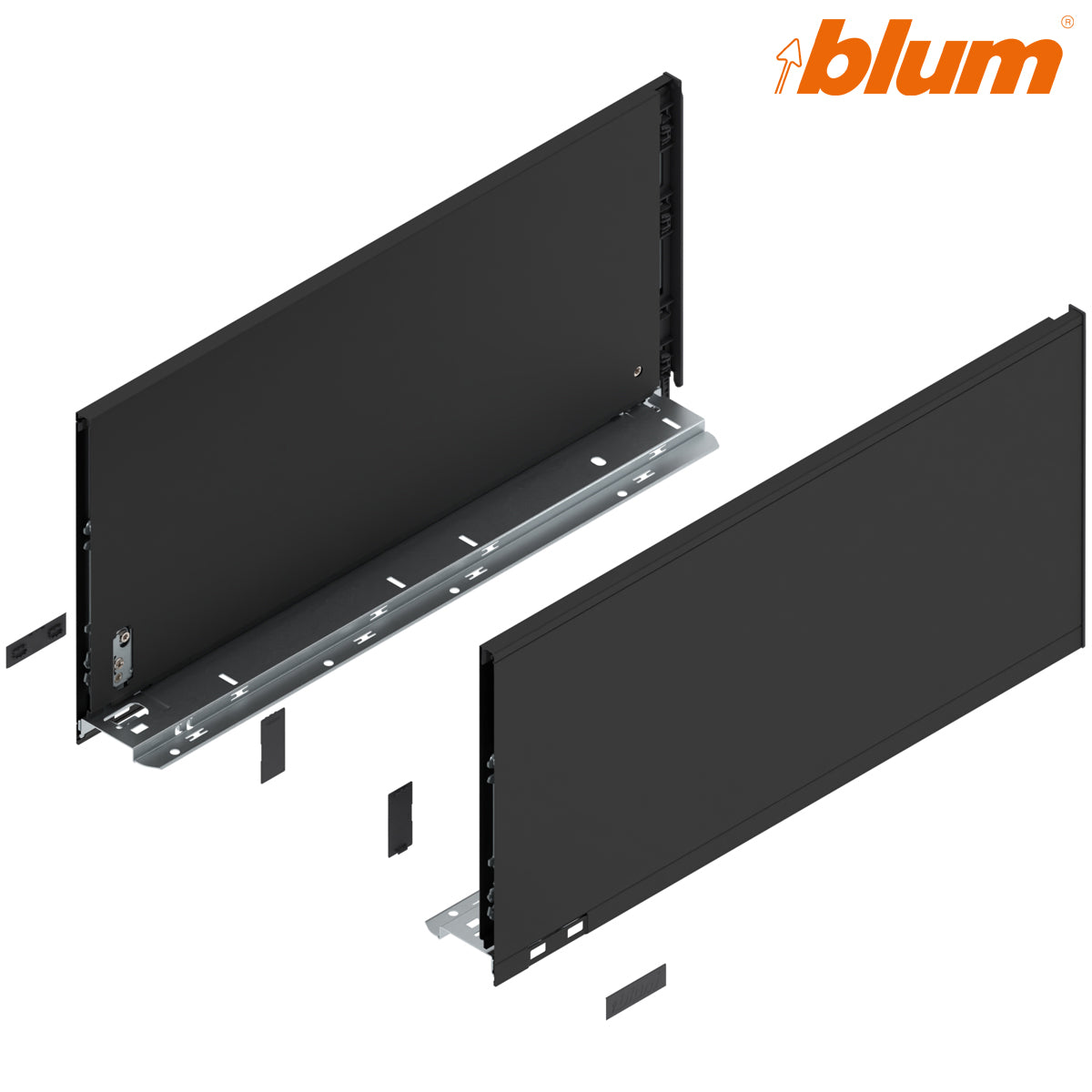 Blum Legrabox Pure Drawer Side F 241x500mm | Carbon Black Matt | Pair