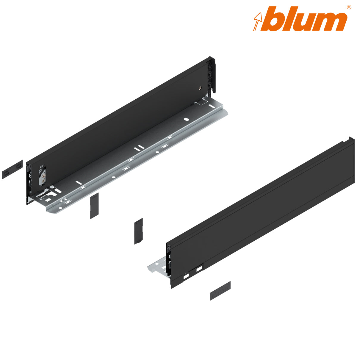 Blum Legrabox Pure Drawer Side M 91x450mm | Carbon Black Matt | Pair