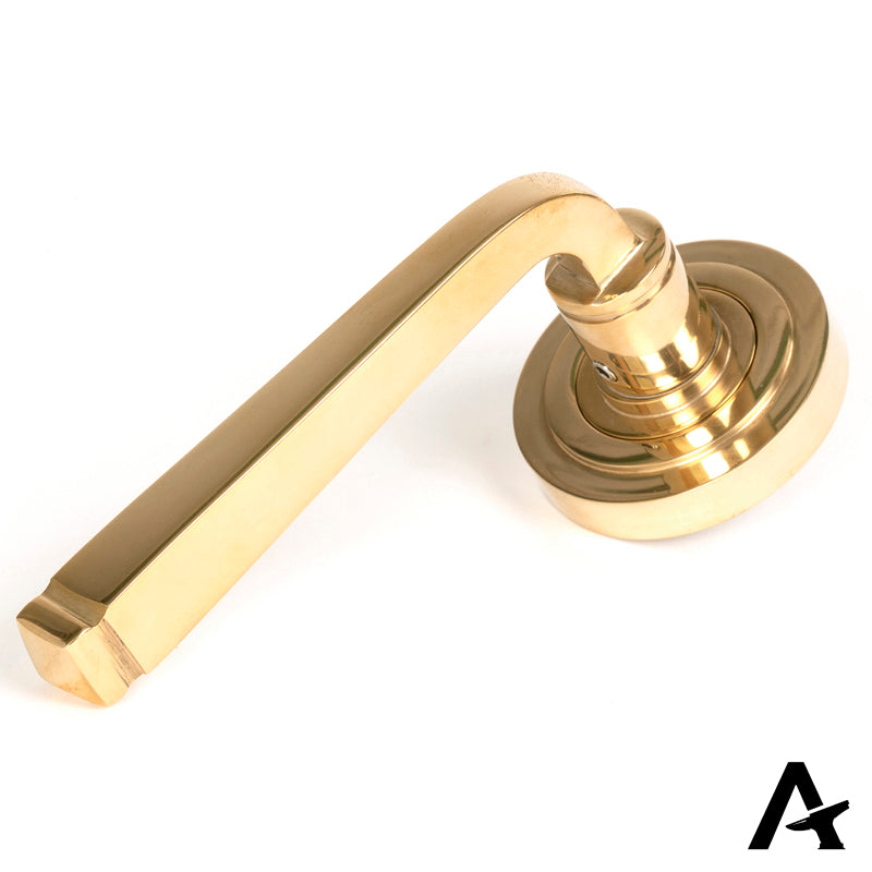 AVON LEVER HANDLE+ROSE UNSPRUNG ART DECO 53x118x63 PBR - 50599 by MARCHES (ANVIL) ARCHITECTURAL HARDWARE