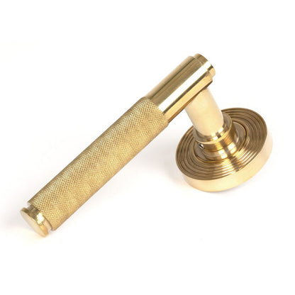 BROMPTON LEVER HANDLE+ROSE SPRUNG BEEHIVE 53x125x70 PBR - 50609 by MARCHES (ANVIL) ARCHITECTURAL HARDWARE