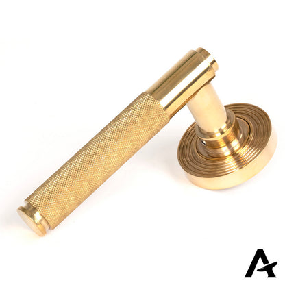 BROMPTON LEVER HANDLE+ROSE UNSPRUNG BEEHIVE 125x53x70 PBR - 50610 by MARCHES (ANVIL) ARCHITECTURAL HARDWARE