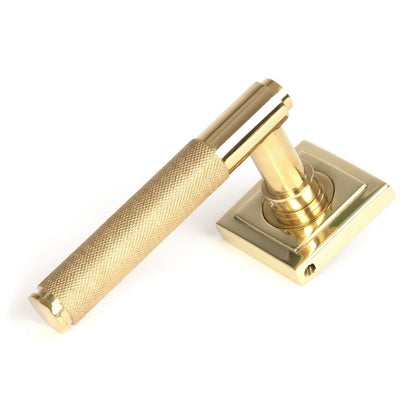 BROMPTON LEVER HANDLE+ROSE SPRUNG SQUARE 53x125x70 PBR - 50611 by MARCHES (ANVIL) ARCHITECTURAL HARDWARE