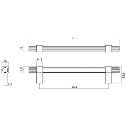 H&H HUXLEY PULL HANDLE 160HC 210x16x39 BSB - GHUXP160BSB