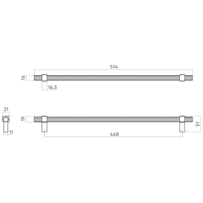 H&H HUXLEY PULL HANDLE 448HC 514x21x51 BSB - GHUXP448BSB