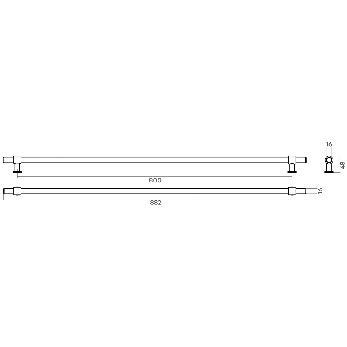 H&H BELGRAVIA PULL HANDLE 800HC D16x882x48 SBL - GBELP800SBL