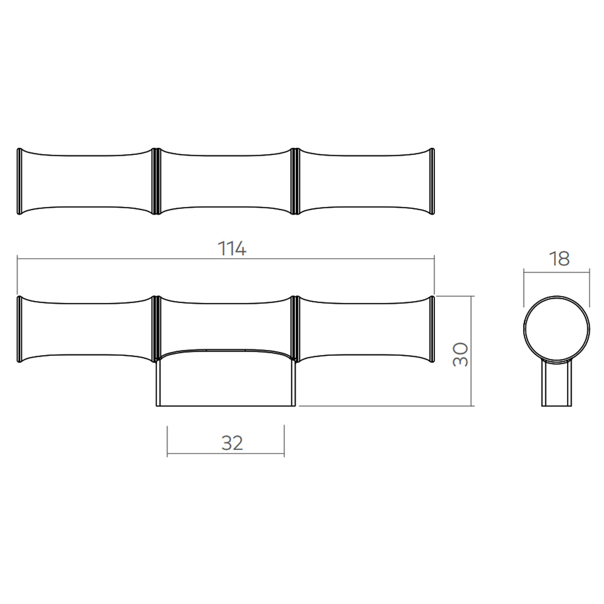 H&H ARK PULL HANDLE 032HC 114x18x30 BSB - GARP032BSB