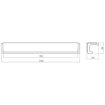 H&H FELIX PULL HANDLE 192HC 202x30x28 MBK - GFEP192MBL