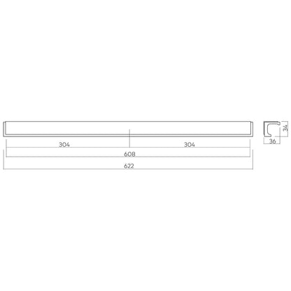 H&H FELIX PULL HANDLE 608HC 622x36x34 MBK - GFEP608MBL
