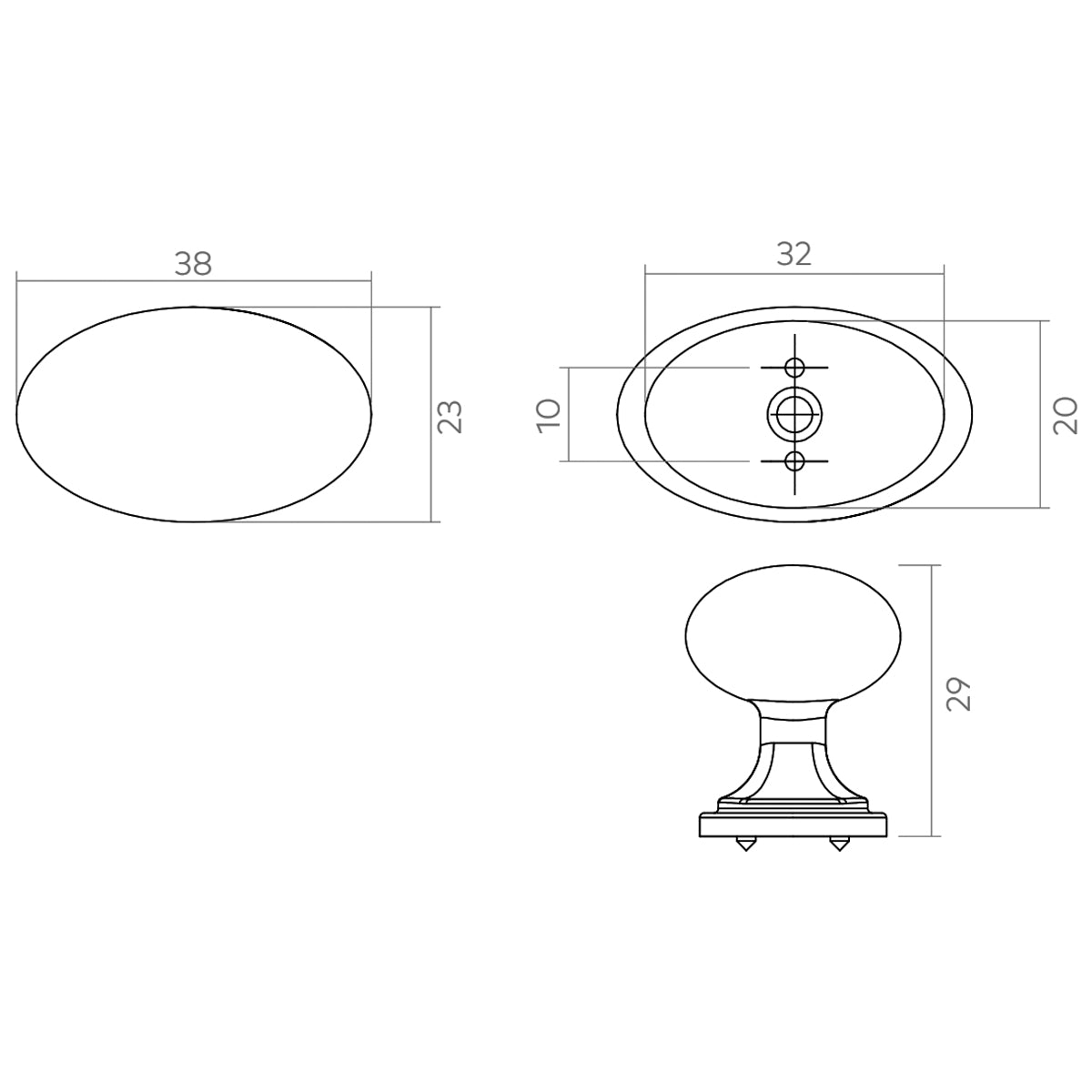 H&H GREENWICH OVAL KNOB 38x32x29 BSB - GGRK038BSB
