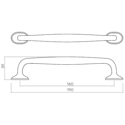 H&H GREENWICH PULL HANDLE 160HC 190x39 BNP - GGRP160BN