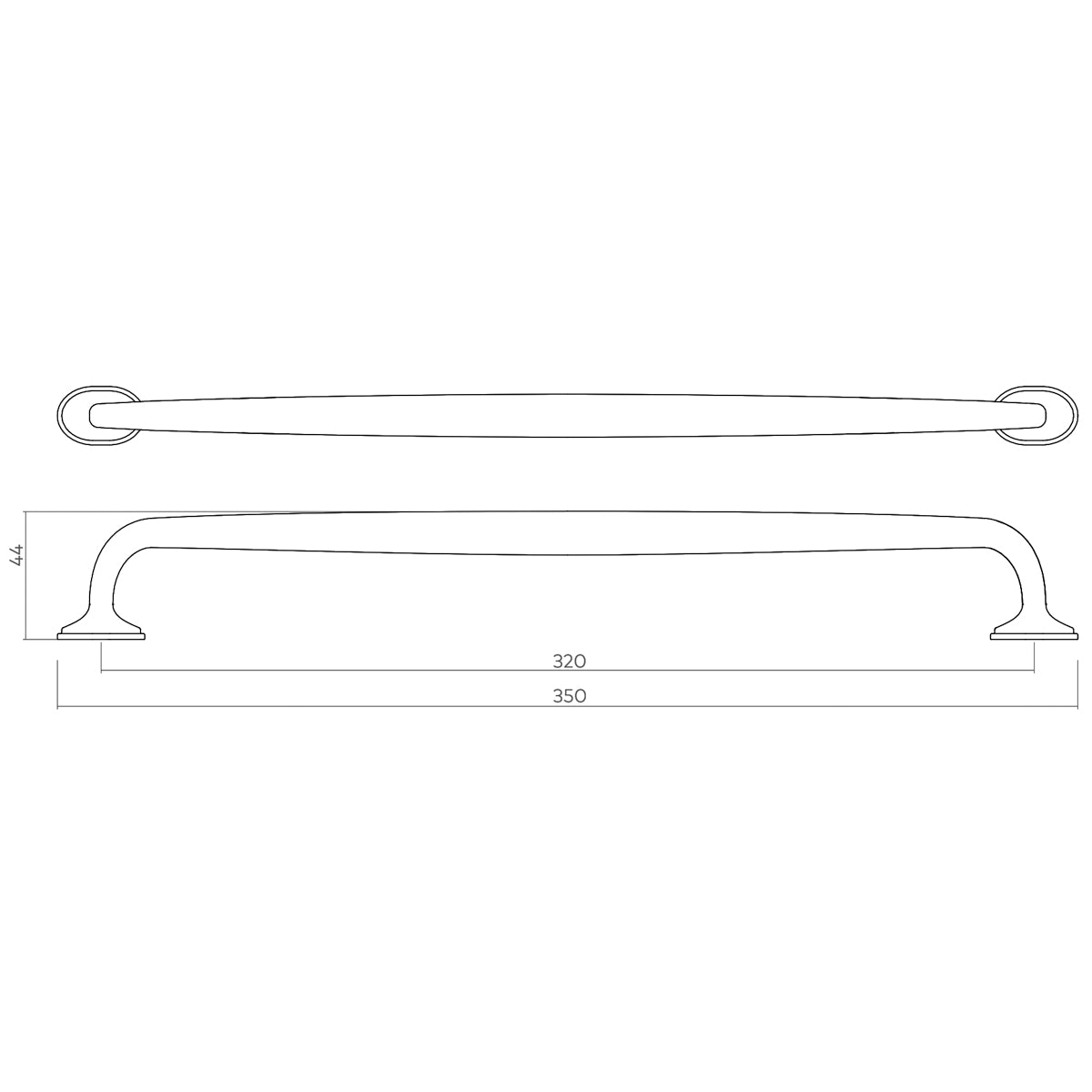 H&H GREENWICH PULL HANDLE 320HC 350x44 BSB - GGRP320BSB